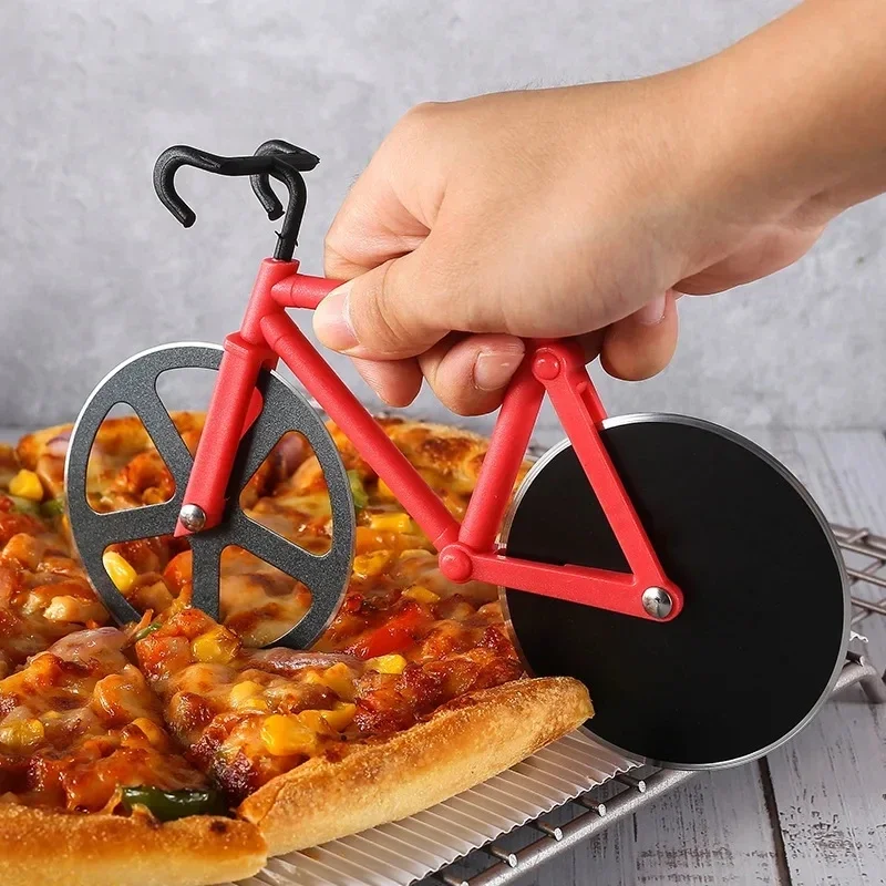 Stainless Steel Pizza Knife Two-wheel Bicycle Shape Pizza Cutting Knife Tool Bike Round Cutter Knives Kitchen Tools pizza cutter,pizza knife,pizza roller