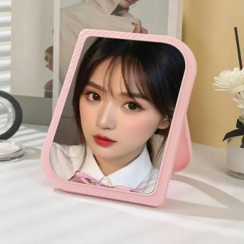 돋보기가있는 사각형 드레싱 거울 고화질 접이식 데스크탑 메이크업 거울 여러 가지 빛깔의 휴대용 메이크업 거울