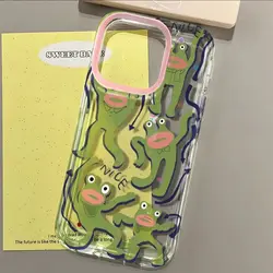 Whimsical Frog Pattern Shockproof Phone Case - Air Cushion Bumper Soft Cover - iPhone 12 Mini (Clear - YYDSC3486)