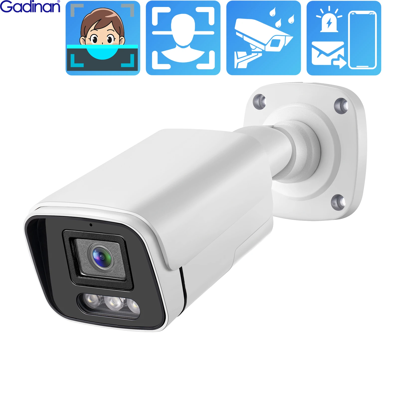 Gadinan H.265 4K Security POE IP Camera Face Human Detection Outdoor Audio 8MP 5MP Video Surveillance AI for CCTV NVR System 1