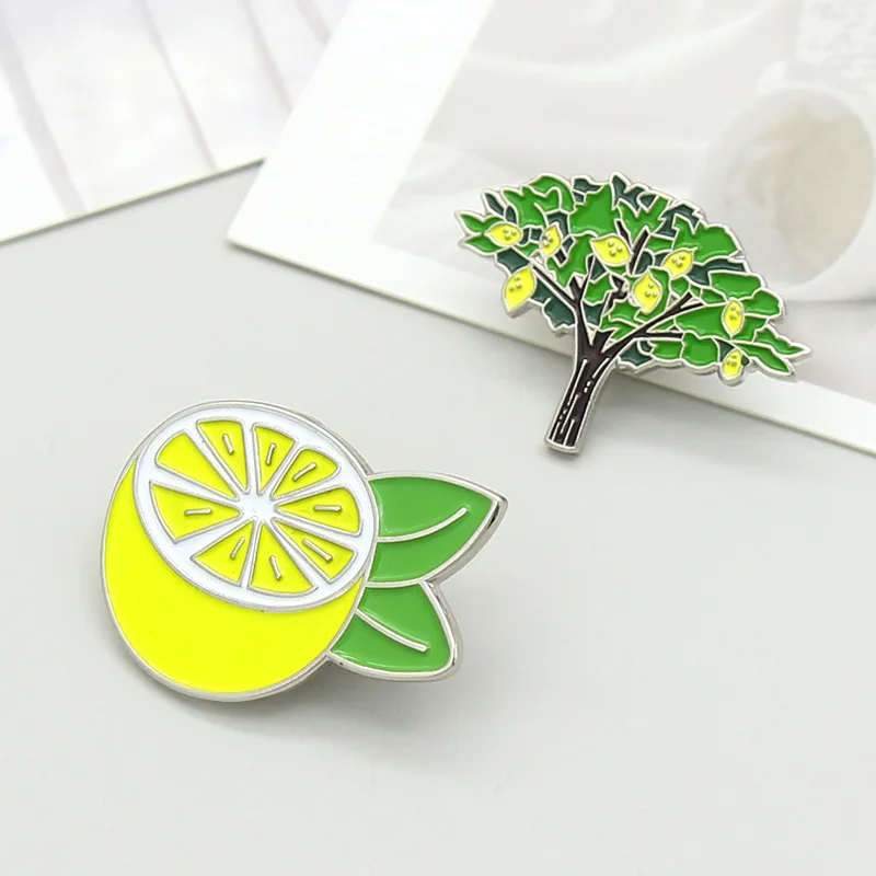Sour Lemon Smalto Pin Giallo Limone Frutta Wishing Tree Spilla Zaino Vestiti Cartoon Jewelry Badge Regalo Per Amico