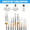12PCs Bristle Brush Set Nylon Flat Brushes Watercolor Brushes Oil Paint Brush for Artists Amateur Acrylic Painting Art Supplies 4