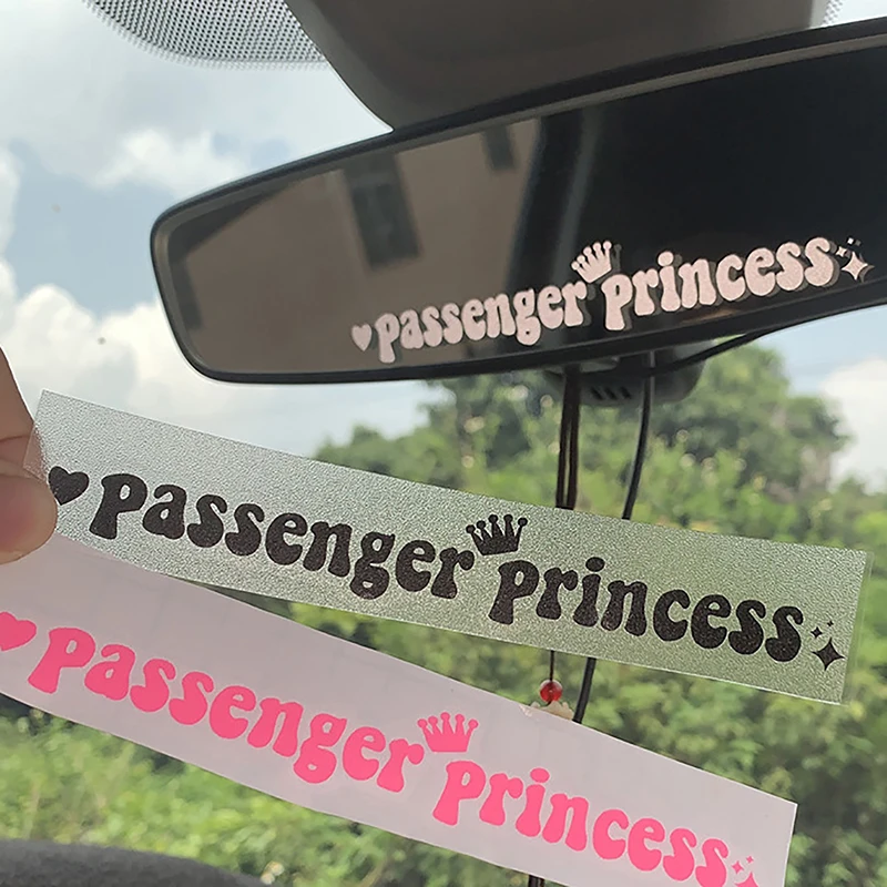 

2pcs Passenger Princess Mirror Car Decal Minimalist Cute Girly Car Vinyl Art Sticker Decals Decor Car Interior Accessories