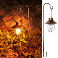 Hanging Solar Lights Lantern Lamp With Hook, Outdoor Waterproof Vintage Solar Lantern for Pathway Garden Patio Yard Tree Decor 2
