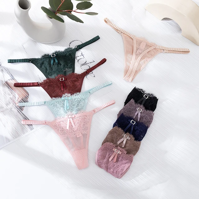 Sexy Lace See Through Transparent Strap Waist Thong Panties Tanga