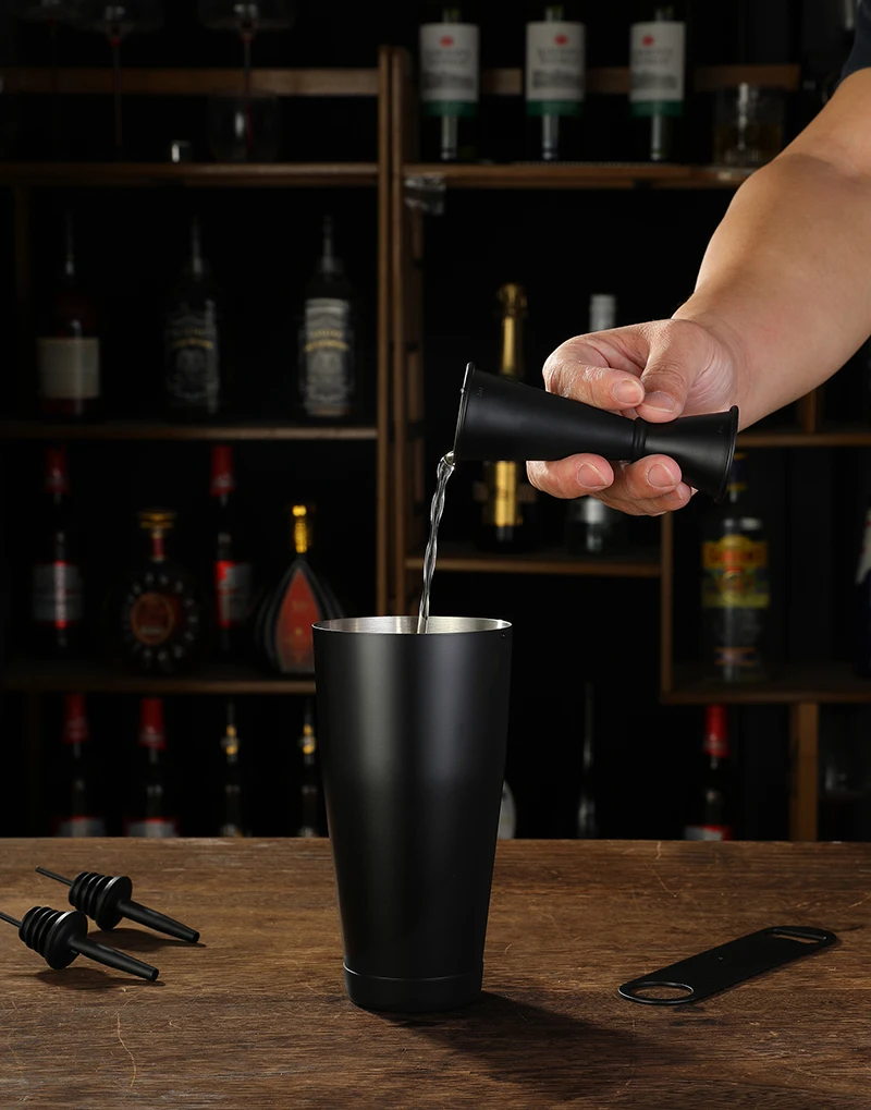 Cocktail Shaker Cocktail Bar Tools Cocktail Shaker Bar Set 2 Weighted Boston Shakers Cocktail Strainer Set Jigger Muddler Spoon Ice Tong 2 Bottle Pourer