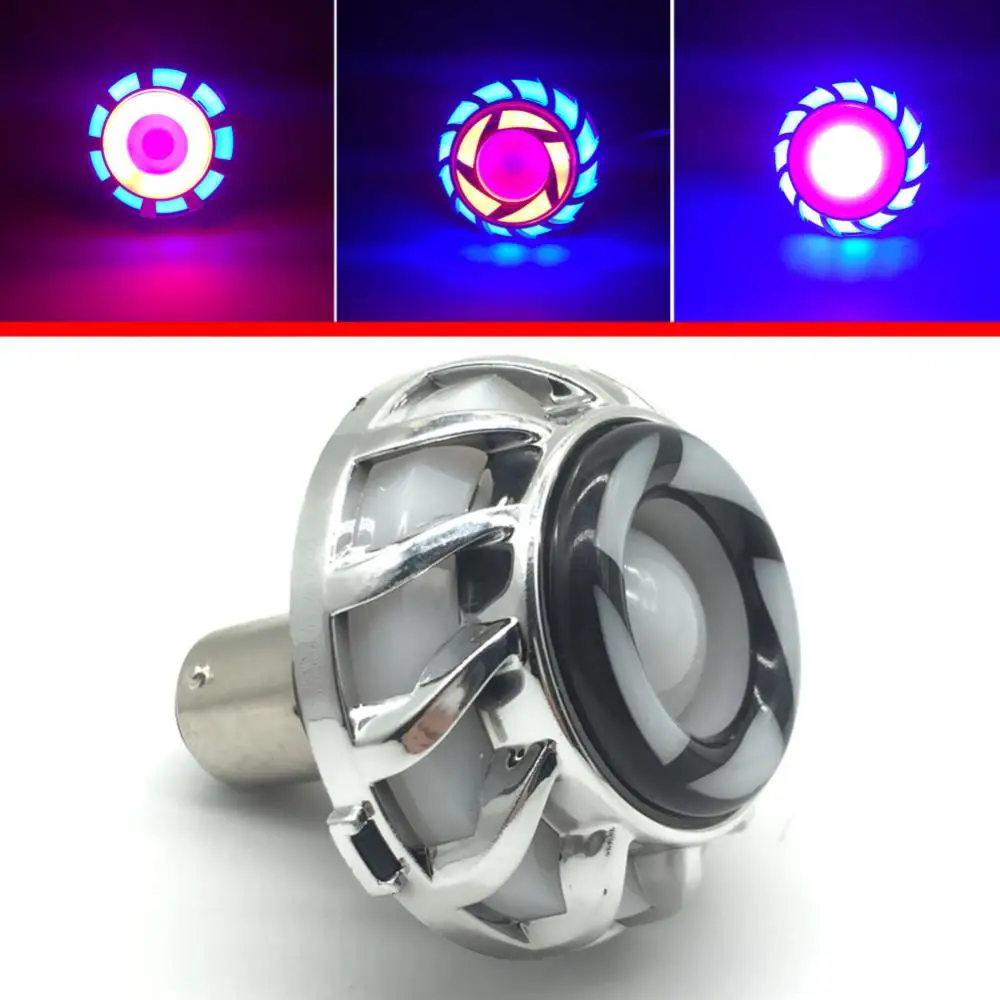 Description Picture 3 of itemUniversal Motorcycle Equipments Warning Lamp Angel Eye RGB Flashing Brake Tail Rear LED Motorbike Light Moto Accessories