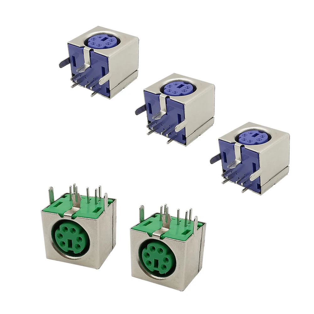 5 Pz Ps2 Pcb Femmina Presa Jack Connettore 6Pin Ps2 Tastiera Mouse Presa Nero/Verde/Viola
