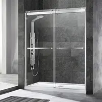 Woodbridge Frameless Sliding Shower Door, 56"" - 60"" Width, 76"" Height, 3/8"" (10 Mm) Clear Tempered Glass With Shatter 1