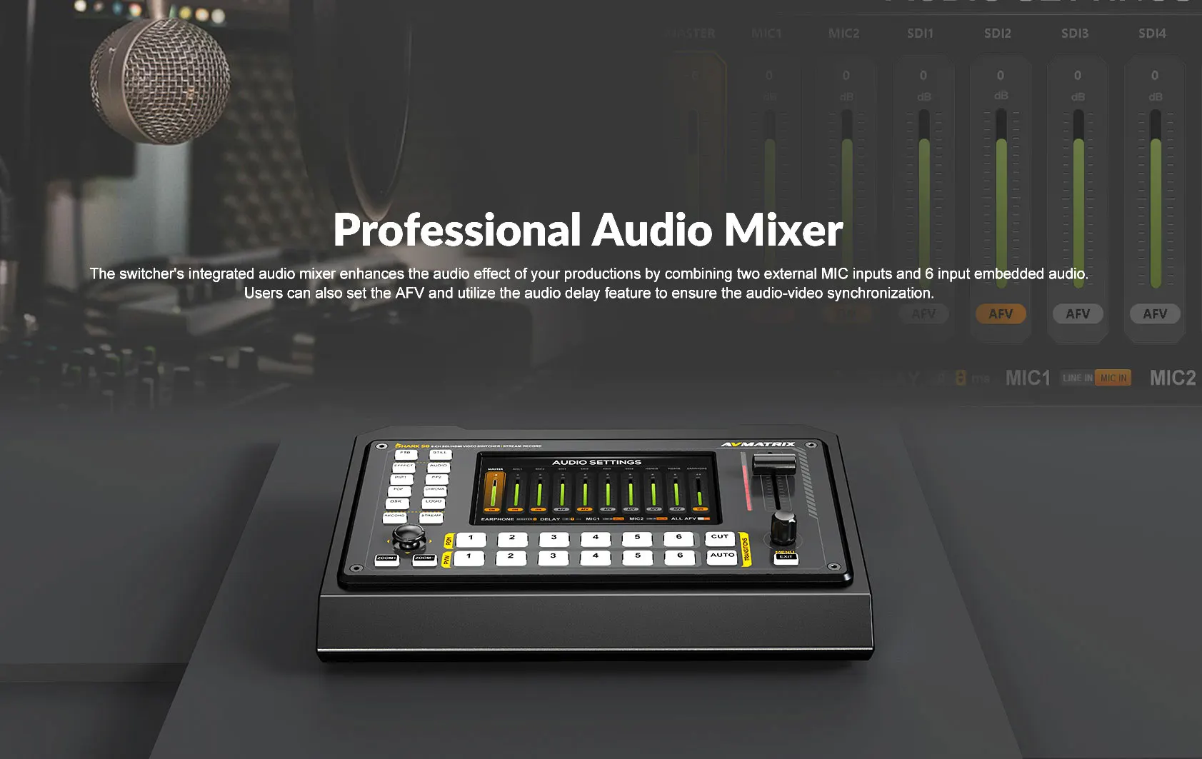 Shark S6 6-CH HDMI-compatible/SDI Video Switcher USB for capturing and streaming
