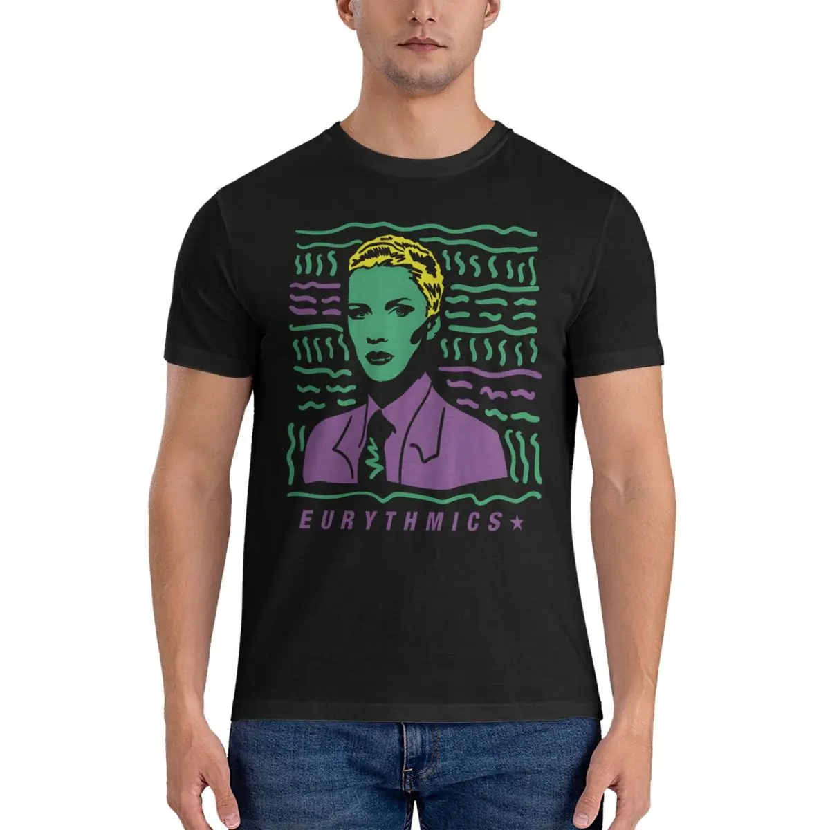 

Мужские футболки Pop Music Fan, классная футболка E-Eurythmics, футболки с коротким рукавом и круглым вырезом, одежда из чистого хлопка с принтом