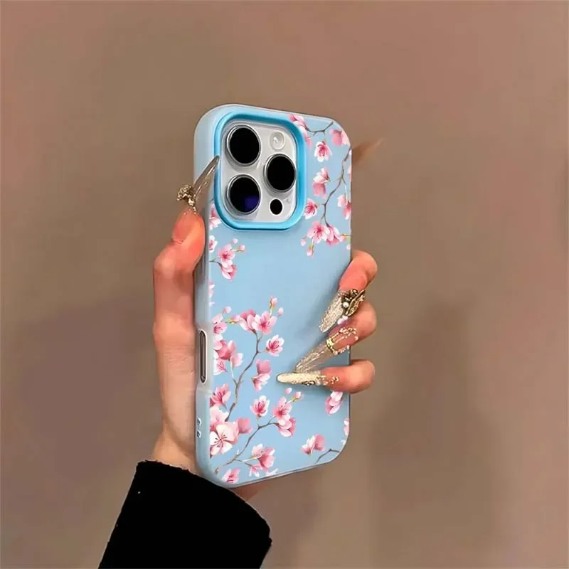 Cherry Blossom Flower Matte Pink Case Cover, 2-in-1 Design