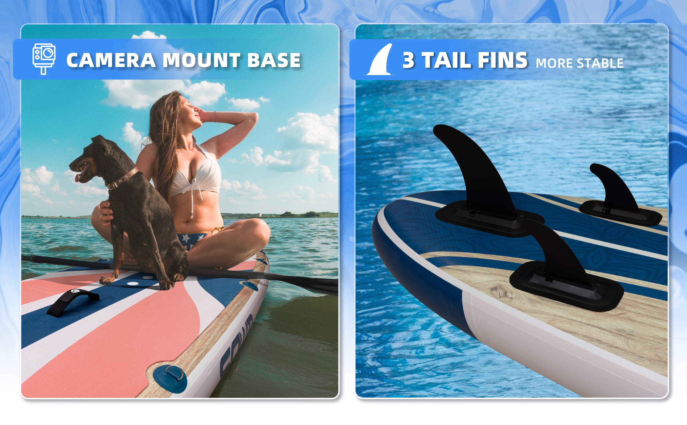 Sowm Beige SUP Wasserdichtes Aufblasbares Paddleboard 11'x34''x6'' für Erwachsene Stehender Stil Aquatisches Angeln Mit Zubehör SUP – Detail 5