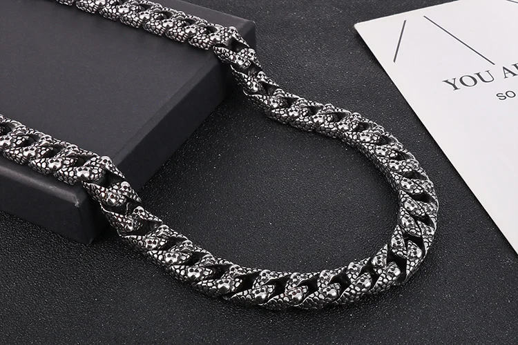 HAOYI 16mm Männer Hip-hop Kubanischen Kette Halskette Gepflastert Ku Schädel Kette Link 316L Edelstahl Jungen Schmuck retro – Detail 11