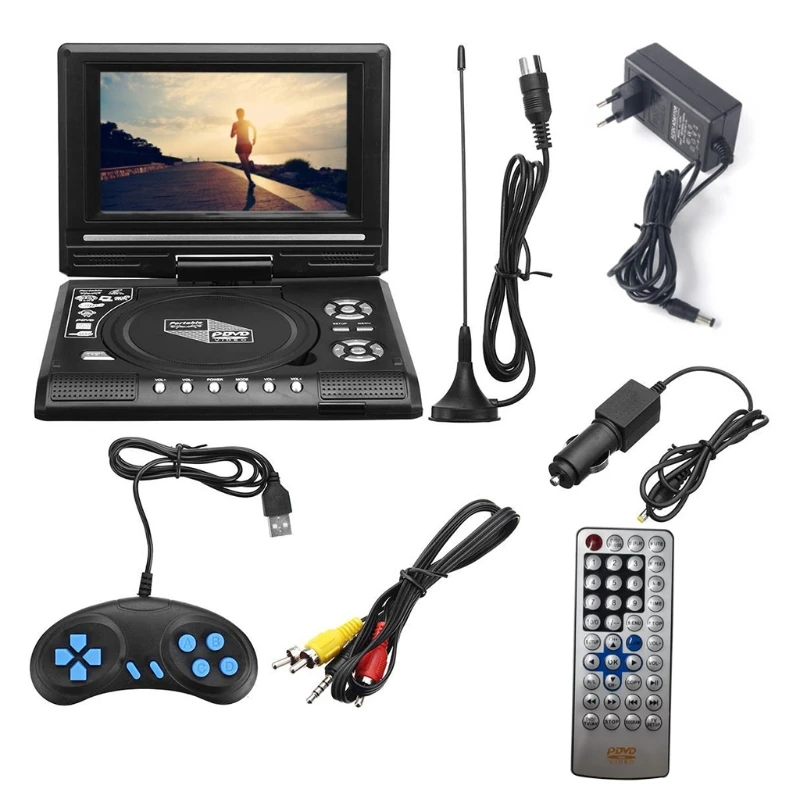 Portable DVD Player 7" Screen Screen Rotatable with Remote Controller Game Pa