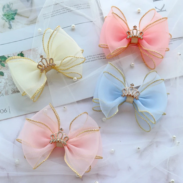 1pc Ladies' Pink Ribbon Bow Hair Clip, Suitable For Daily Wear