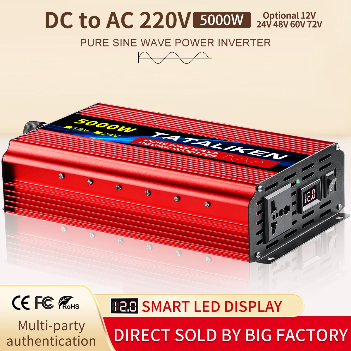 Convertisseur 12v 220v 2500w continu 3000w 3500w 4000w 4500w 5000w 230v 240v