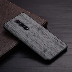 Luxury Bamboo Wood Pattern Leather Case - Premium Cover (Dark gray)
