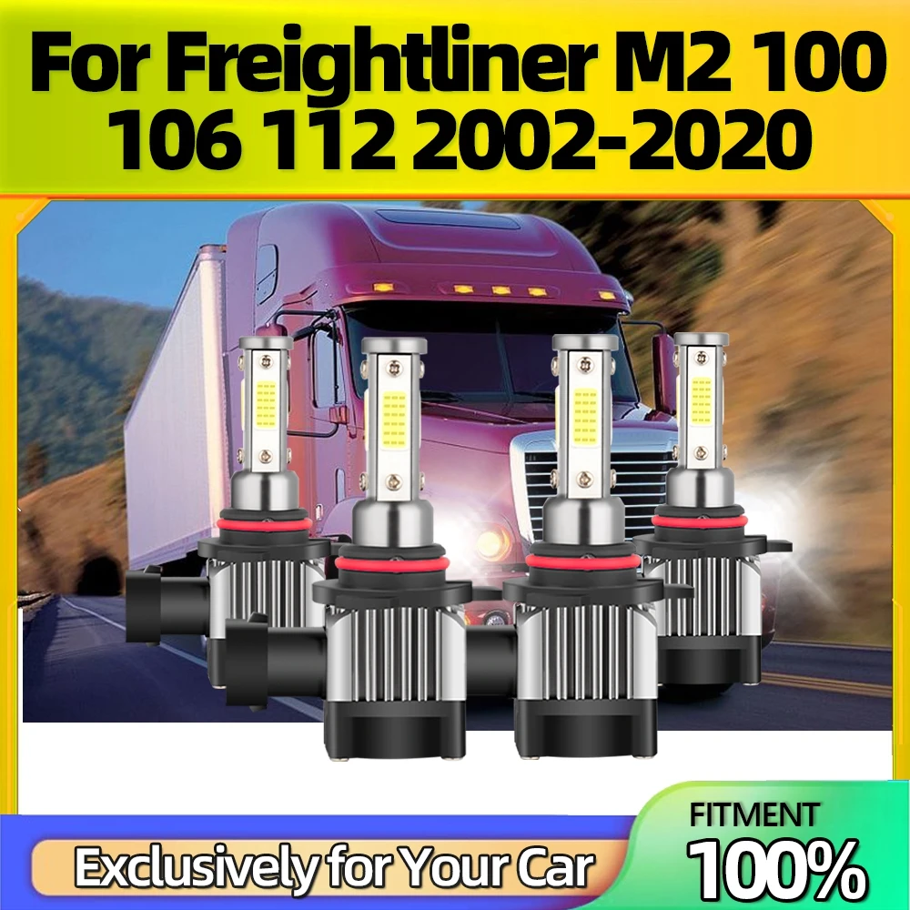 

Canbus 4x 6000K 9005 9006 LED Headlight Bulbs High Low Combo Beam Conversion Kit IP68 For Freightliner M2 100 106 112 2002-2020