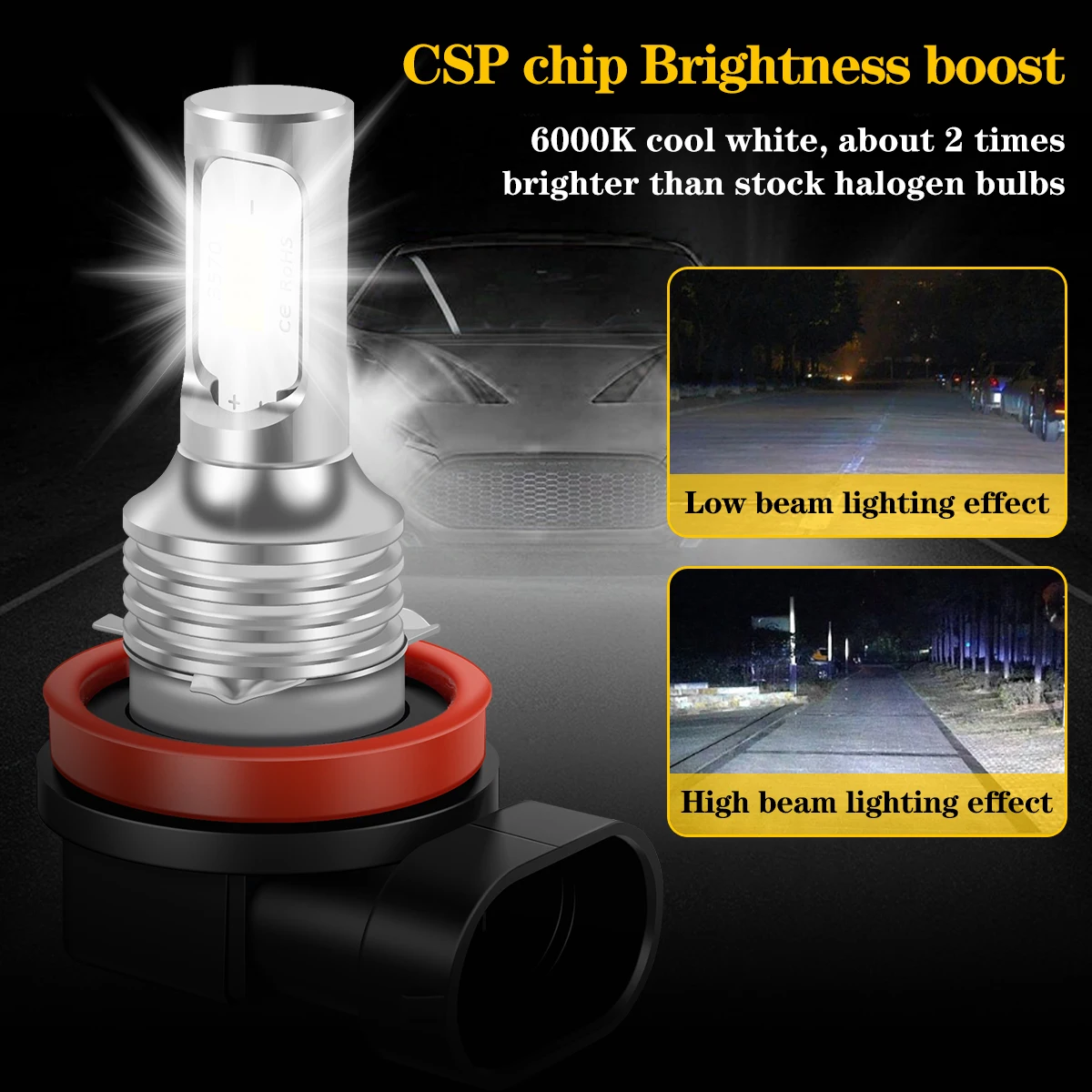 2Pcs LED Fog Light Bulbs H16 H11 H9 H8 9005 HB3 Super Bright Car Fog Lights Auto Driving Running Lamps Replacement Car Accessory