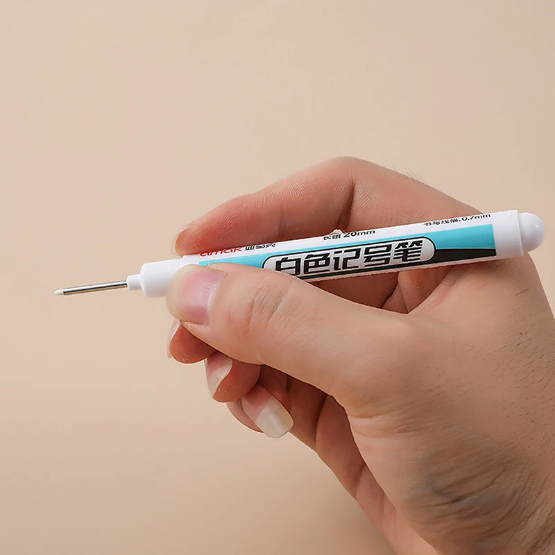 흰색 네임펜 펜 페인트 마커, 나무 바위 플라스틱 가죽 유리 돌 금속 미술 용품, 3 개