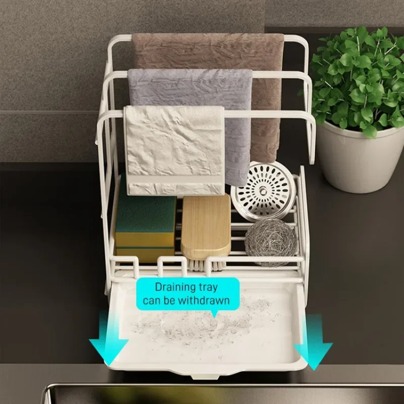 Kitchen Drain Racks Organizer Kitchen Sink Utensils Holders Drainer Storage Shelf Sponge Dishcloth Towel Rack filter basket 3