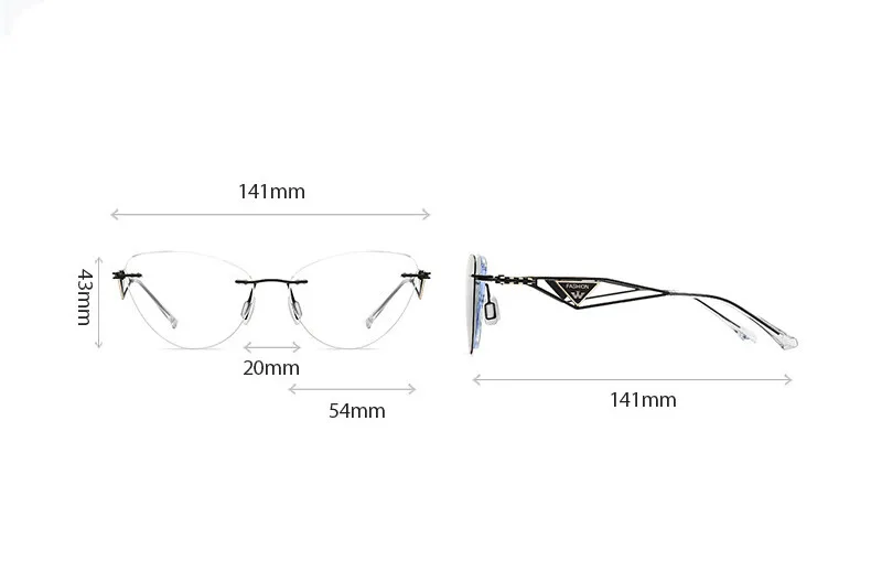 Randloser polarisierter Anzug klare Brille im Freien UV-Schutz Metall brille 2024 neu in weiblichen optischen Brillen rahmen 301046 – Detail 8