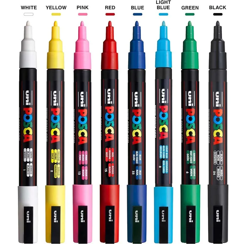 POSCA Pittura Pennarello - Acqua Base Permanente Multi Surface - Confezioni Da 3 POSCA Pittura Pennarello - Acqua Base Permanente Multi Surface - Confezioni Da 3