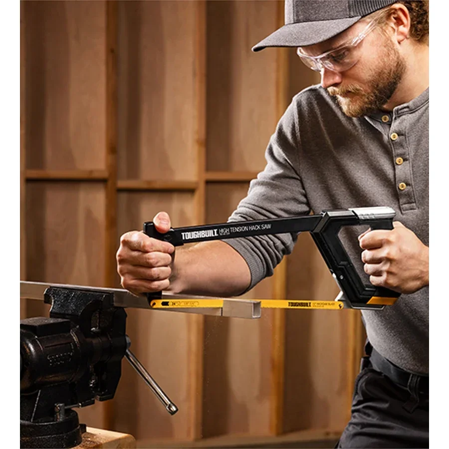TOUGHBUILT TB-H4-22H High Tension Hacksaw 400mm Hand-held Hacksaw Tension 12-in Utility Ripping Hack Saw 6