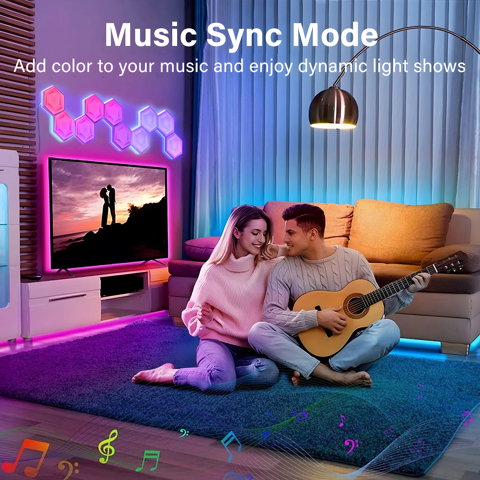 Smart Hexagon Wall Light led wall lamp wall sconces light wall lamp Dream Color RGBIC Ambient Lamp Bluetooth APP Control Music Sync Light Change Night For Game Room