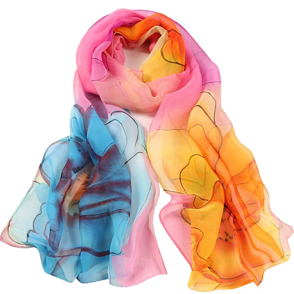 flower design georgette thin women's scarf