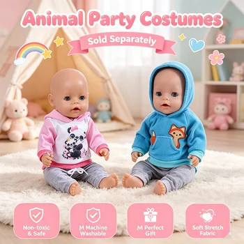 Nuovo set di vestiti per bambole, adatto per bambole neonato da 45 centimetri (17 pollici), include accessori di abbigliamento.