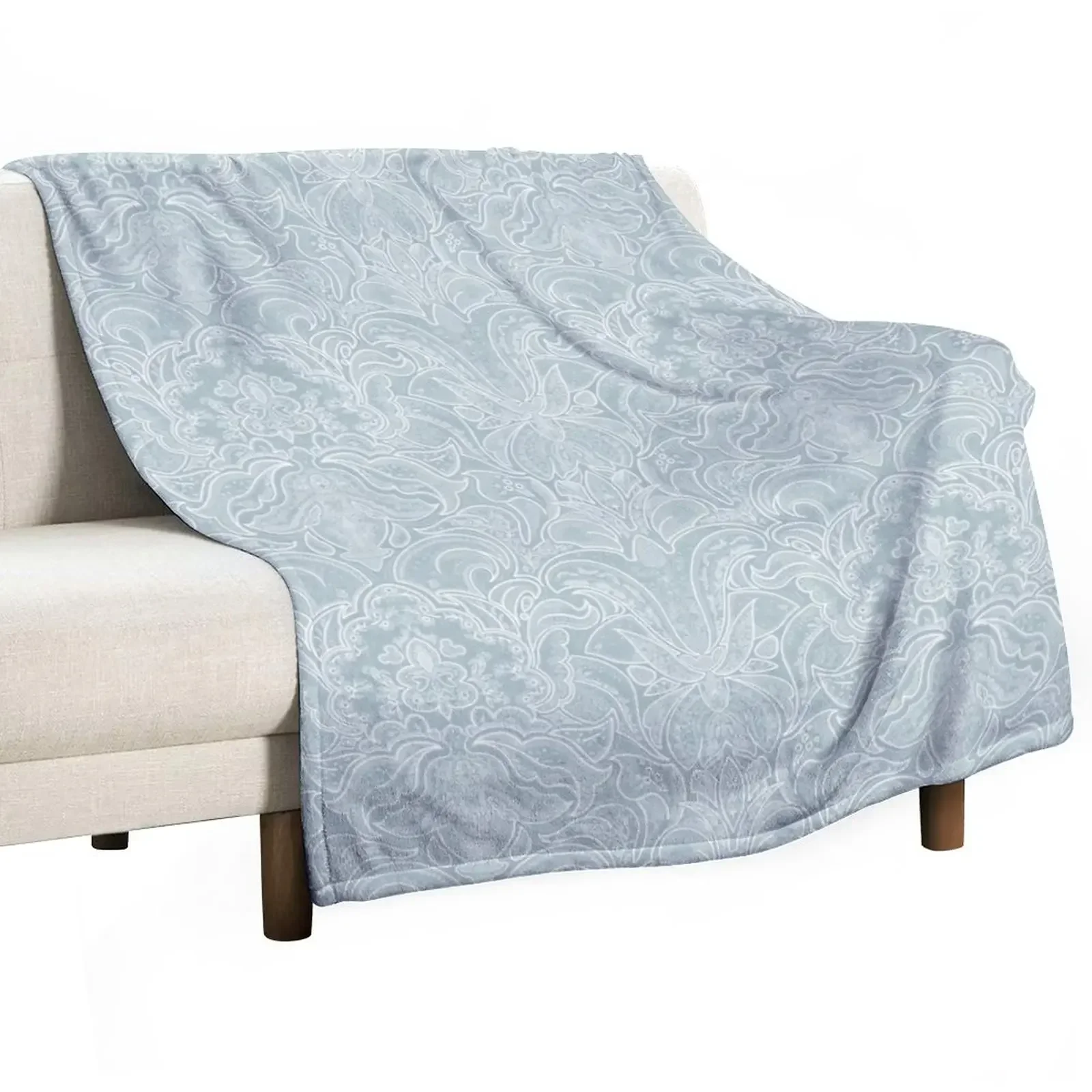 

Hand Drawn Paisley with hidden mouse design Seafoam Throw Blanket Blankets For Bed Polar Blankets