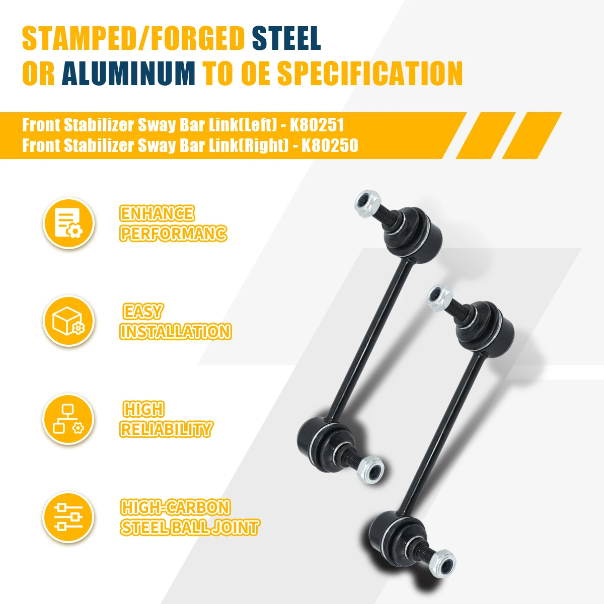 Svenubee Front Suspension Kit Stabilizer Sway Bar End Links Set for Mazda 6 Mercury Ford Lincoln Mitsubishi 2003 2004 2005-2010
