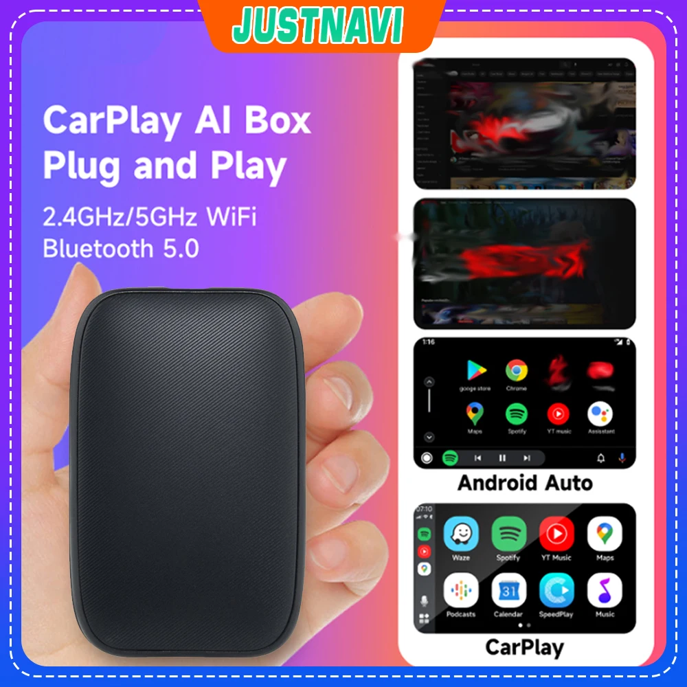

JUSTNAVI 2023 CarPlay Ai Box Wired to Wireless CarPlay Android auto Adapter For Toyota for VW for KIA For Mazda For Jeep For MG