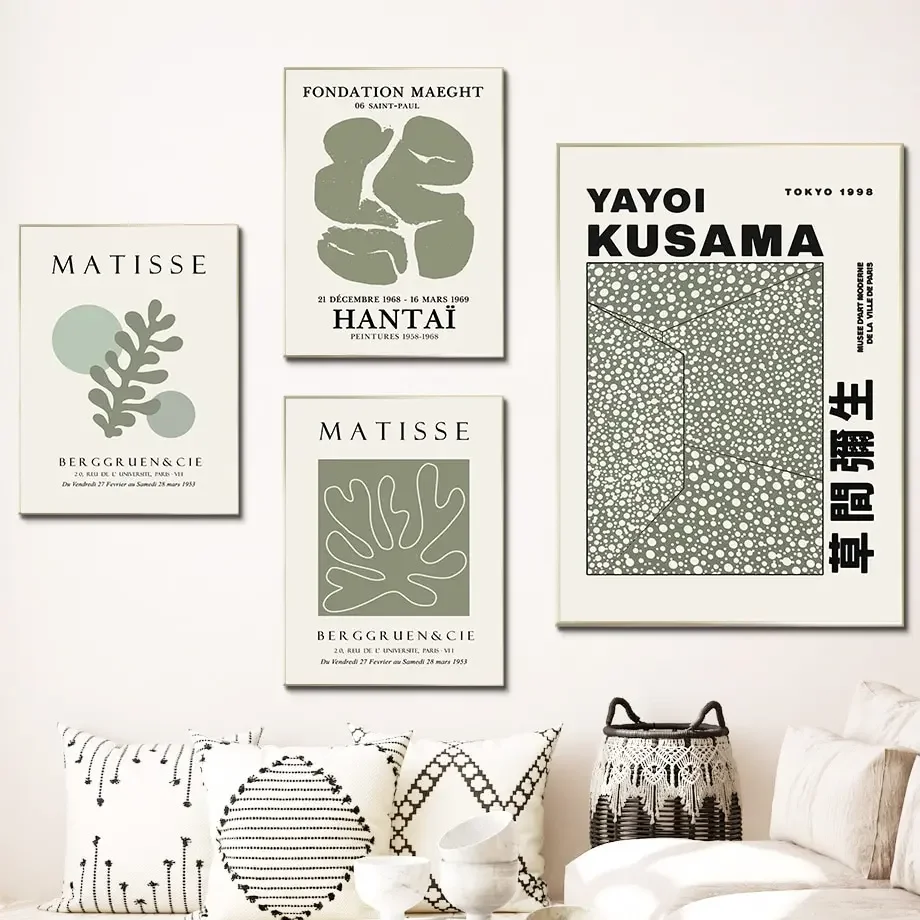 Abstract Sage Green Matisse Flower Market Coppia Wall Art Oil Painnordicposter E Printmaking Living Roomdecoration Picture