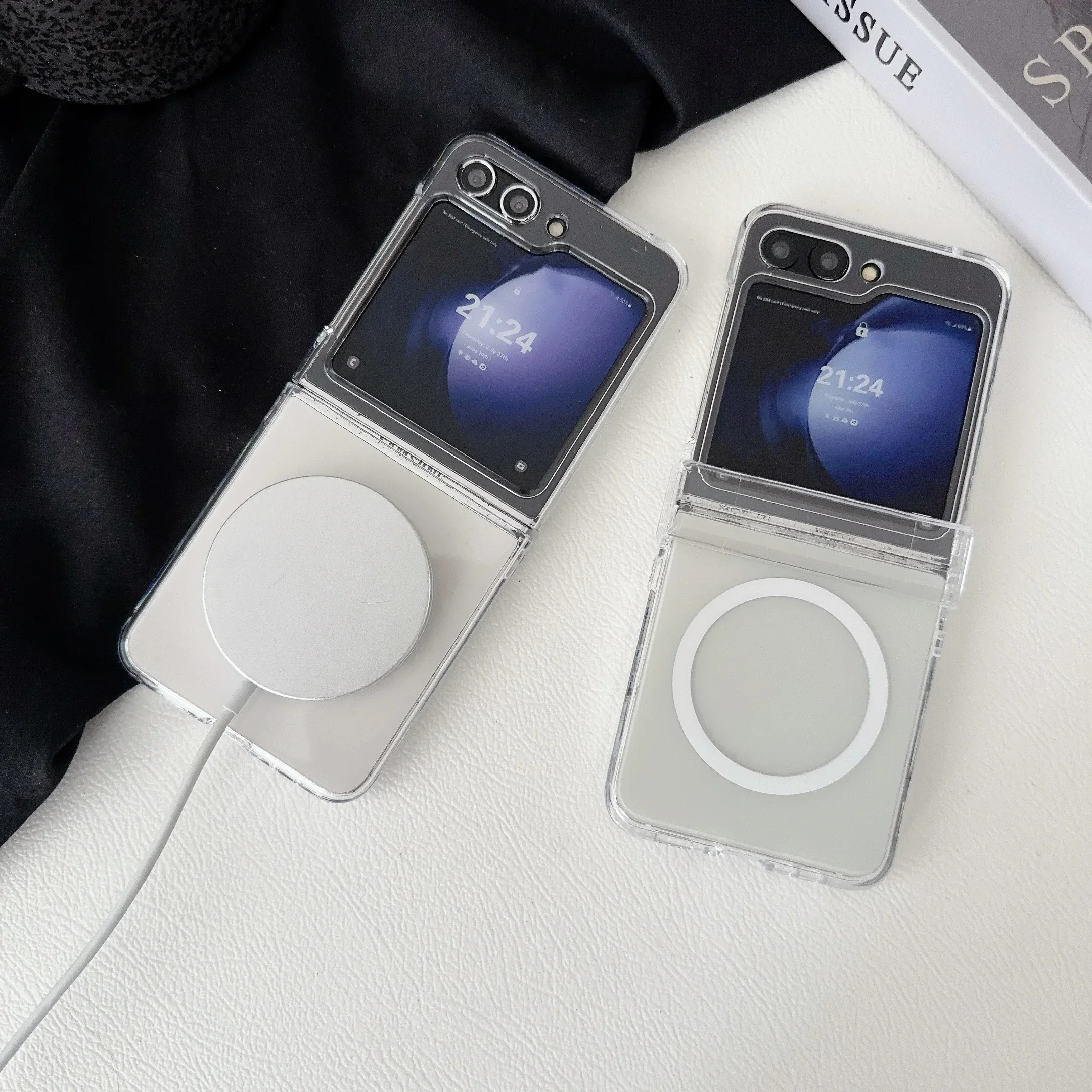 Sleek Transparent Magnetic Phone Case with Wireless Charging Support