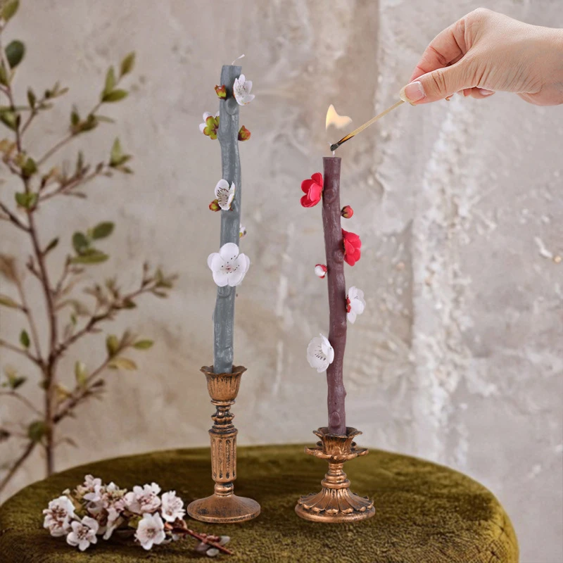 2PCS Simulated Tree Branch Shaped Silicone Molds Holiday Atmosphere Candle Molds Cake Aromatherapy Candle