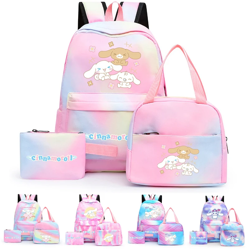 

Anime Backpacks for Boy Girl Child Kawaii Lunch Bag 3Pcs/set Sanrio Cinnamoroll Student Bag Back To School Backpack Pencil Case