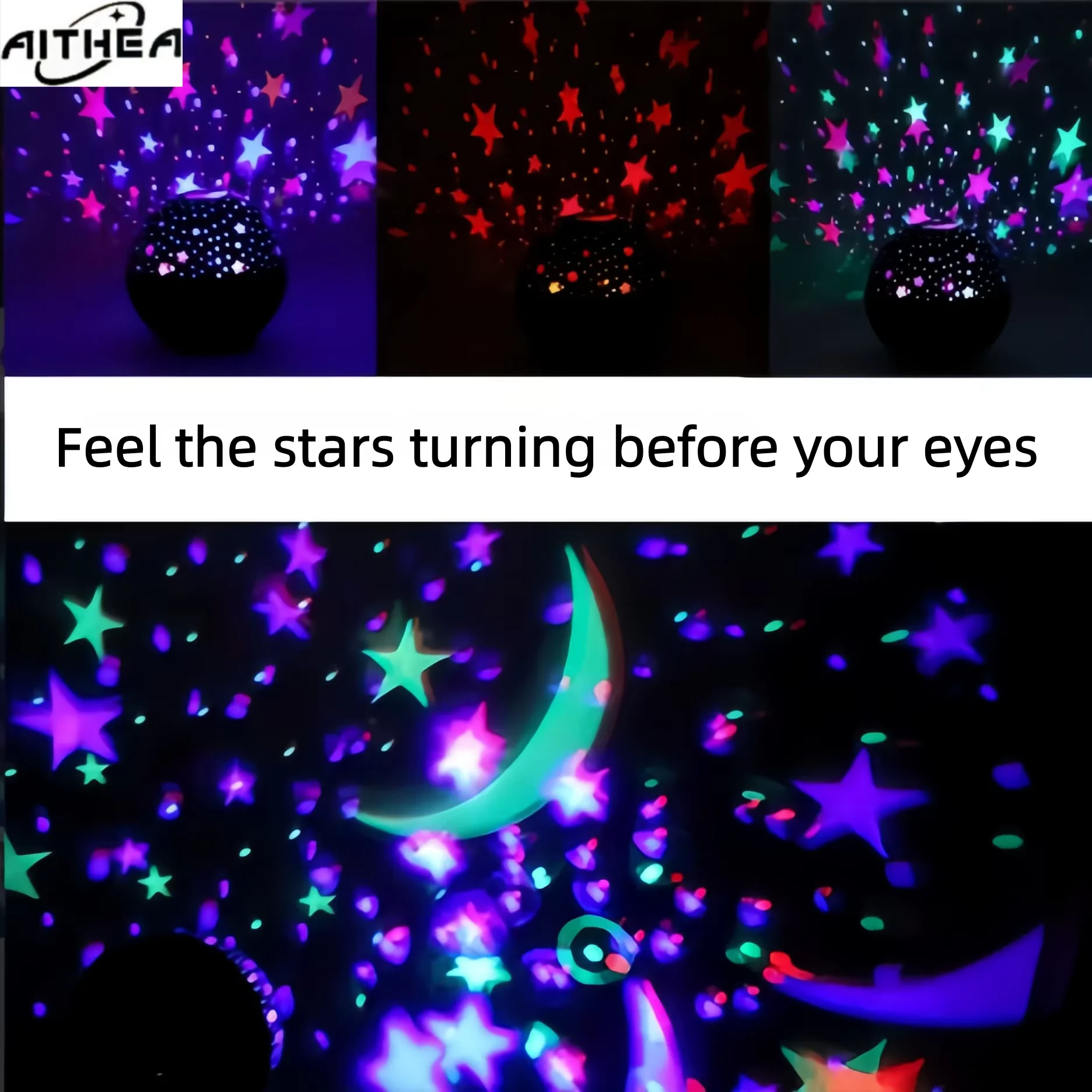 Starry Sky LED Projector Lamp - Galaxy Moon Ambient Lighting for Kids Room Decor & Gifts