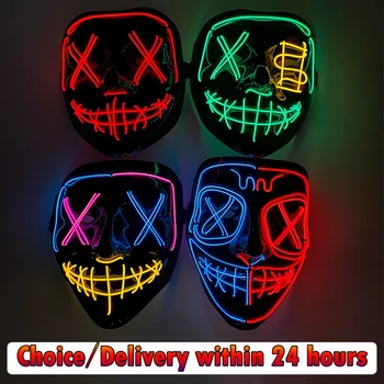 Masque de Purge LED néon sans fil pour Halloween
