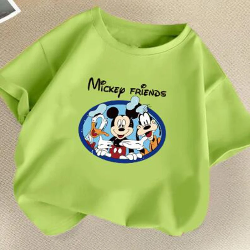 Boy Summer Clothes Short Sleeve Tshirts Girl Tee Cartoon Mickey Mouse Donald Duck Cotton Children Kid Toddler Outfit Pajama Tops