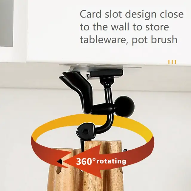 1 Beállított Függőhorog Lyukasztás Ingyenes 360 Fokos Forgás Traceless 6 Karom Főző Edény Tároló Forgó Ragasztóhorog Napi Használat - Image 5