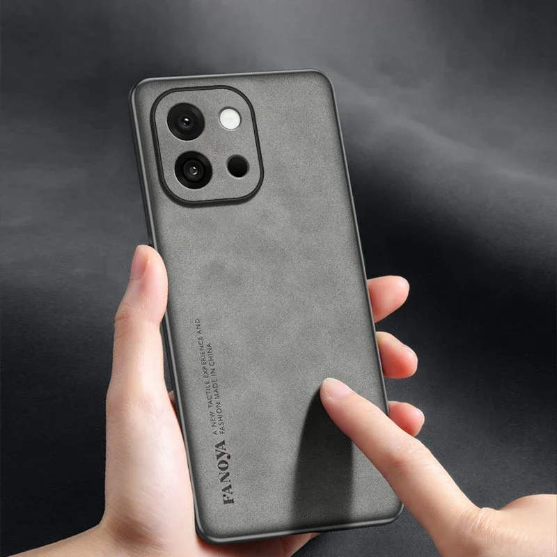 Plain PU Leather Matte Soft Silicone Shockproof Phone Case Cover