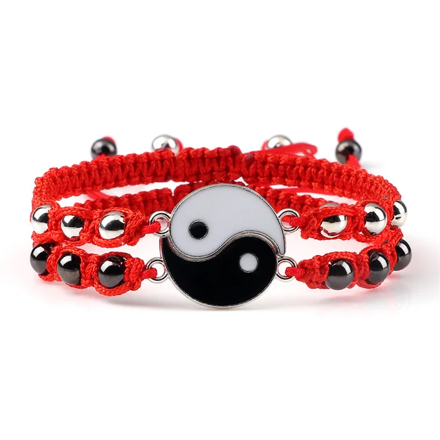 Bracelet tressé Dragon Tai Chi Gossip pour femmes et hommes, meilleurs amis, réglable, Yin Yang, bijoux de Couple à la mode, 2 pièces/ensemble
