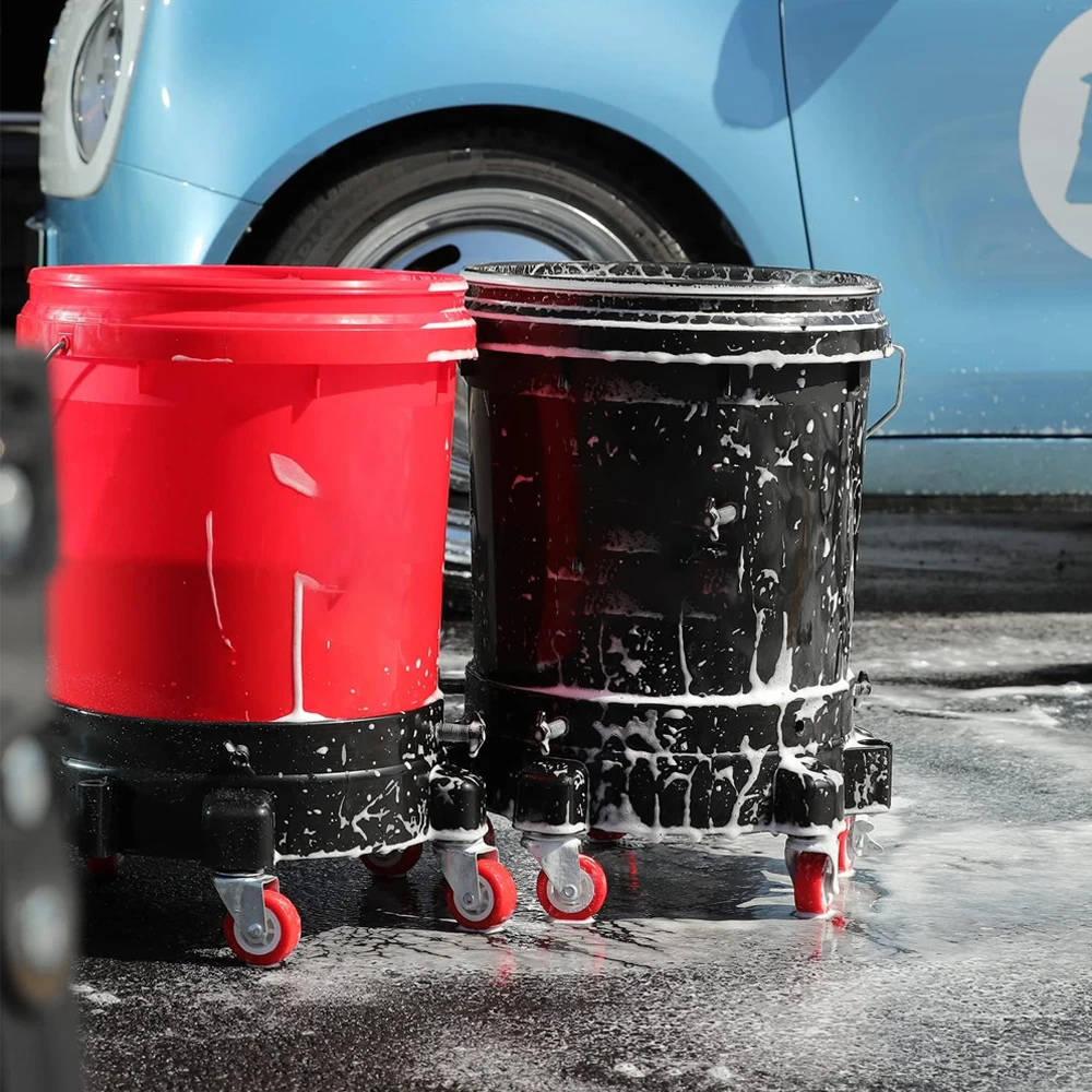 Rolling Bucket Dolly 360&deg; Swivel Roller Removable Storage Tray Wheels Car Wash Tools Accessories