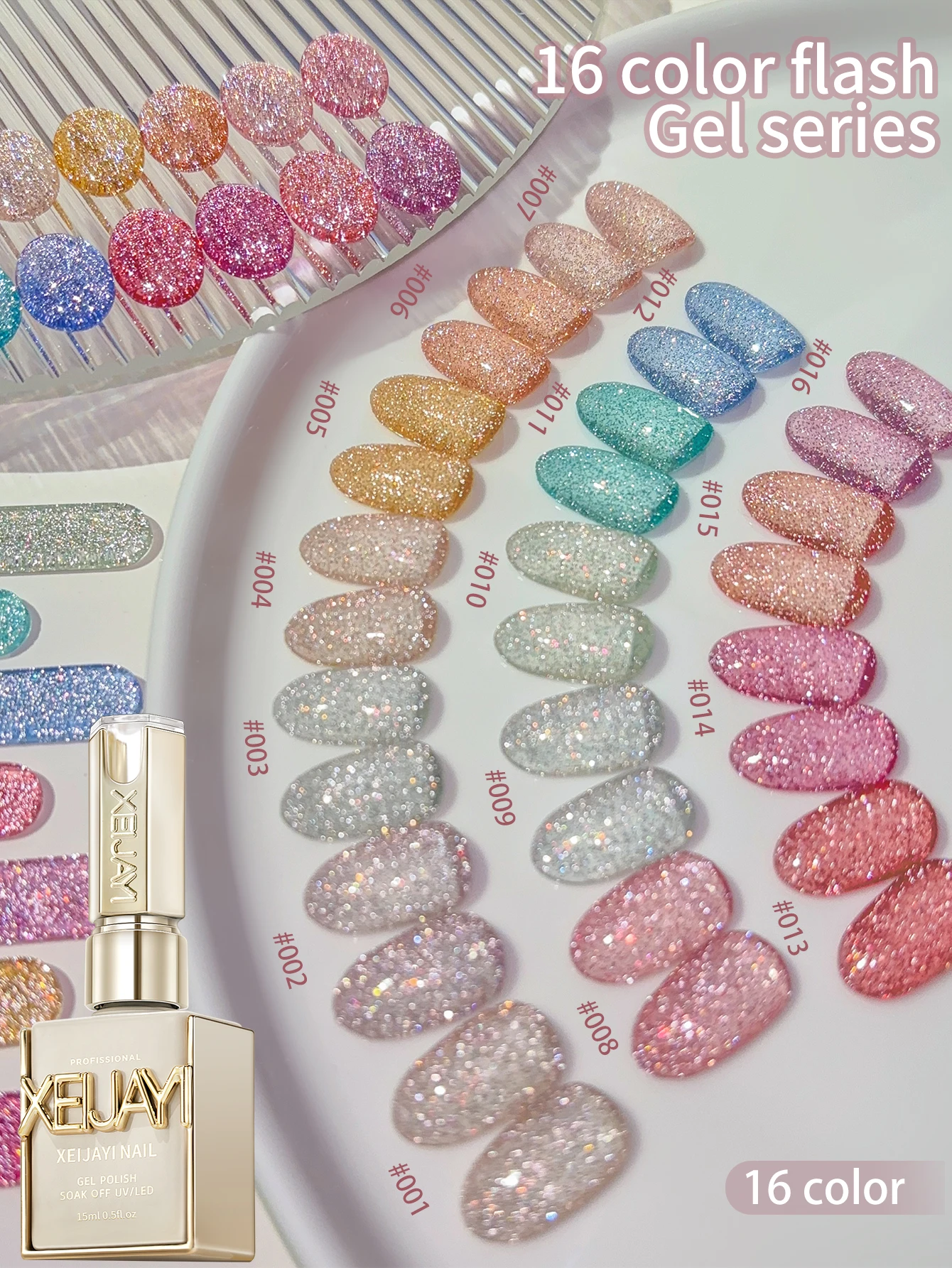 XEIJAYI 1 Stück 15 ml Gel-Nagellack, UV-LED-Einweich-Nagelgel, semi-permanent, DIY-Nagelkunstgel in Salonqualität für Frühling und Sommer