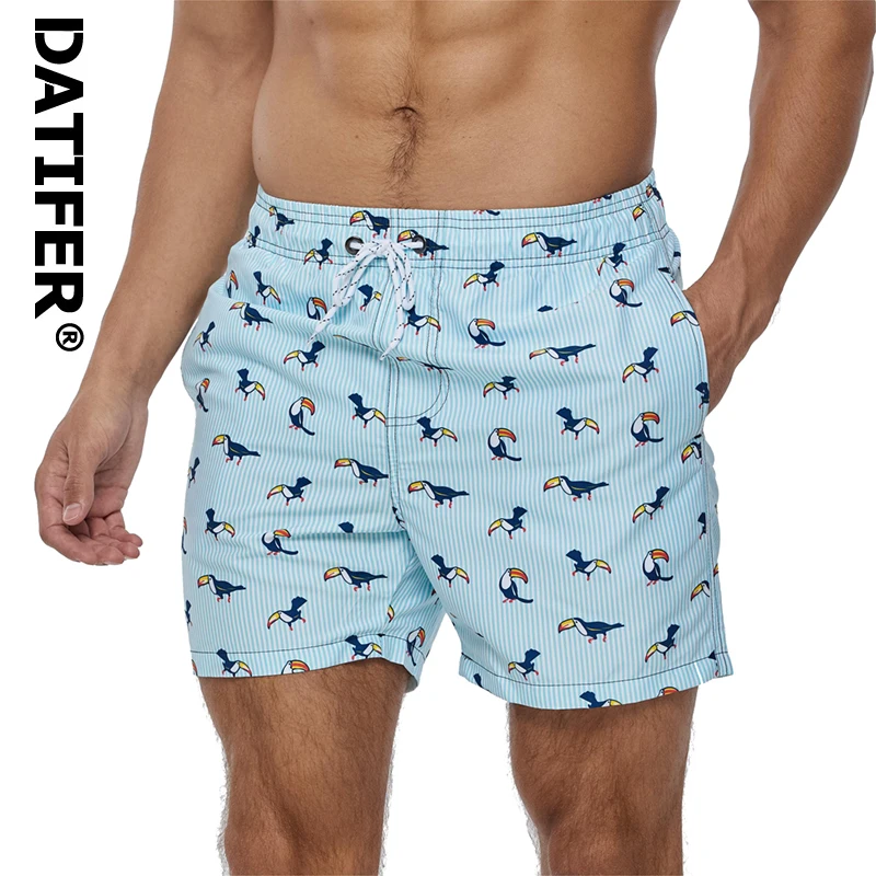 

Datifer Summer Hot Sale Swimming Shorts Men Polyester Quick Dry Printing Plus Size Male Beach Back Pockets Running Swimsuit