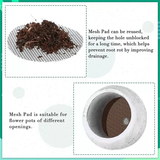 50 pièces Pot de fleur trou maille Pad respirant bonsaï maille Drainage écrans bonsaï Pot bas grille tapis Drainage maille trou écran 5