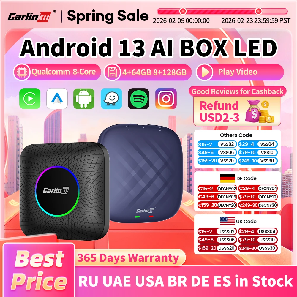 2026 CarlinKit CarPlay AI Box Android 13.0 SM6225 8-Cores Android